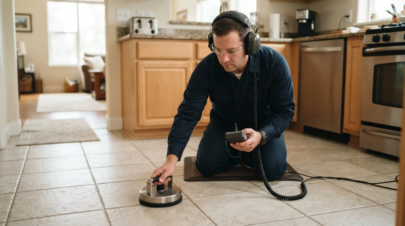 Acoustic slab leak locating on a San Jose kitchen floor
