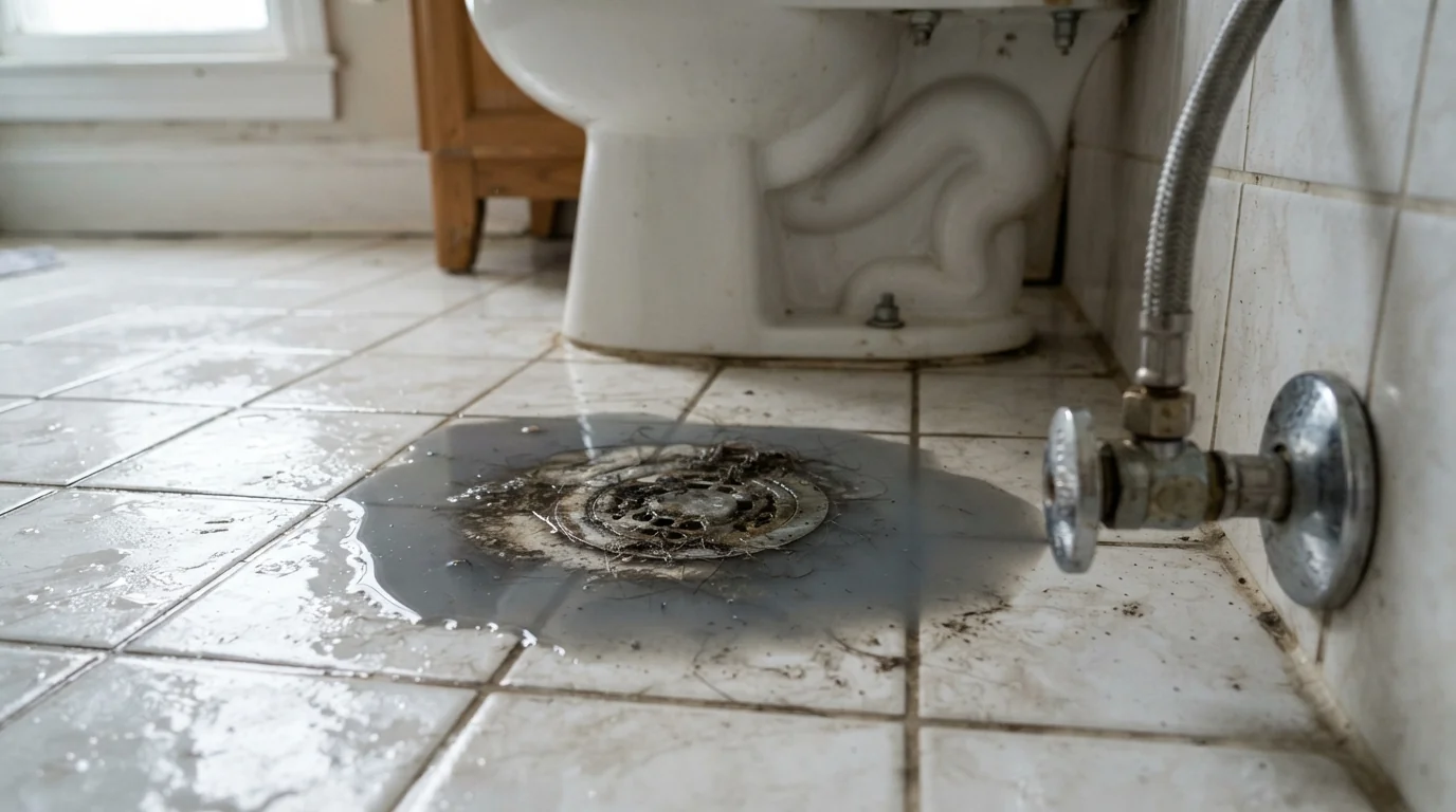 Floor drain backing up during a sewer blockage