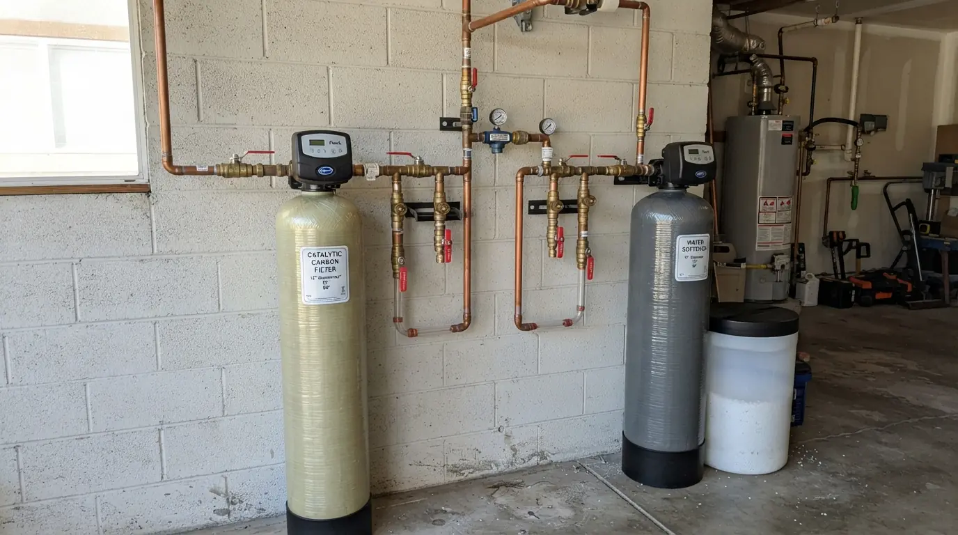 Whole-house carbon filter installed at a San Jose main line