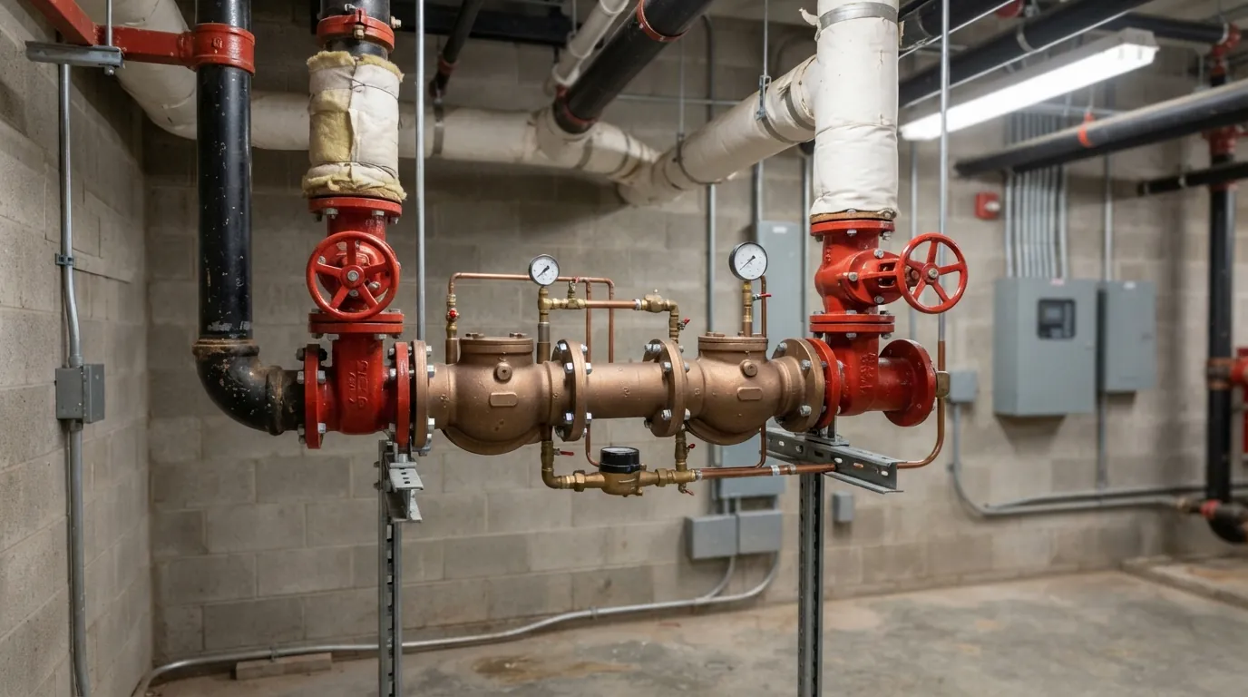 Fire line double check detector assembly
