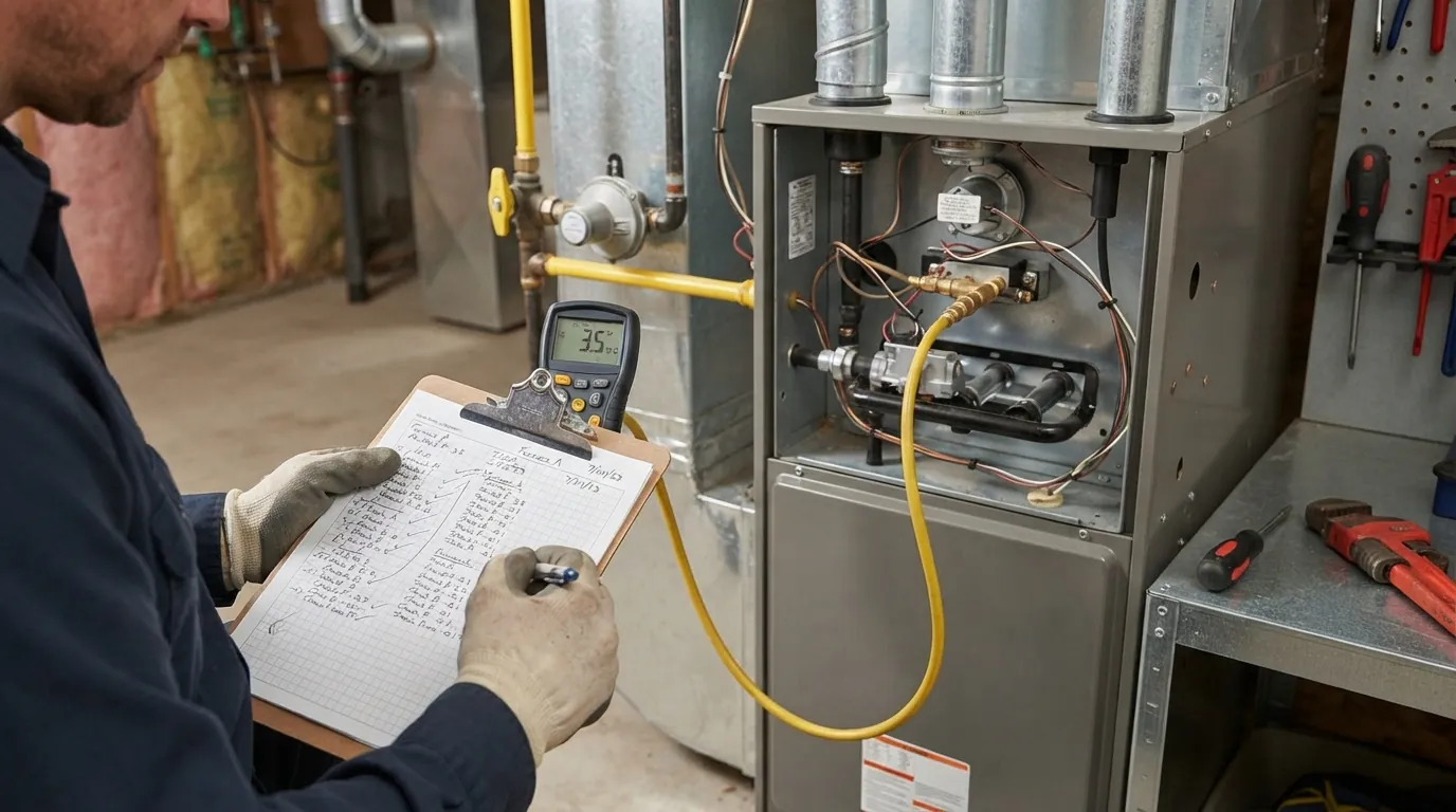 Manometer measuring gas pressure at an appliance