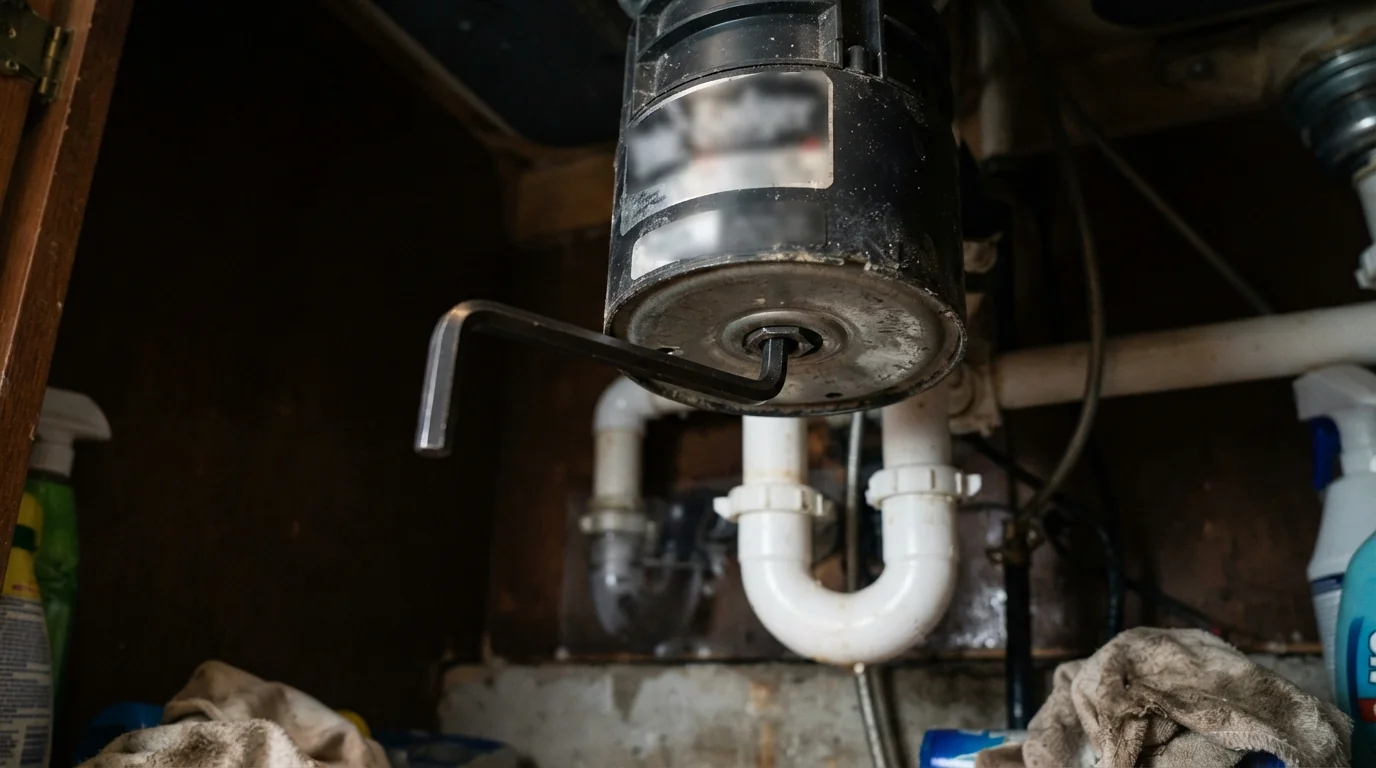 Hex key freeing a jammed garbage disposal