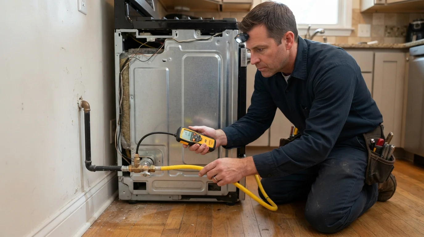 Electronic gas detector checking a range connector in San Jose
