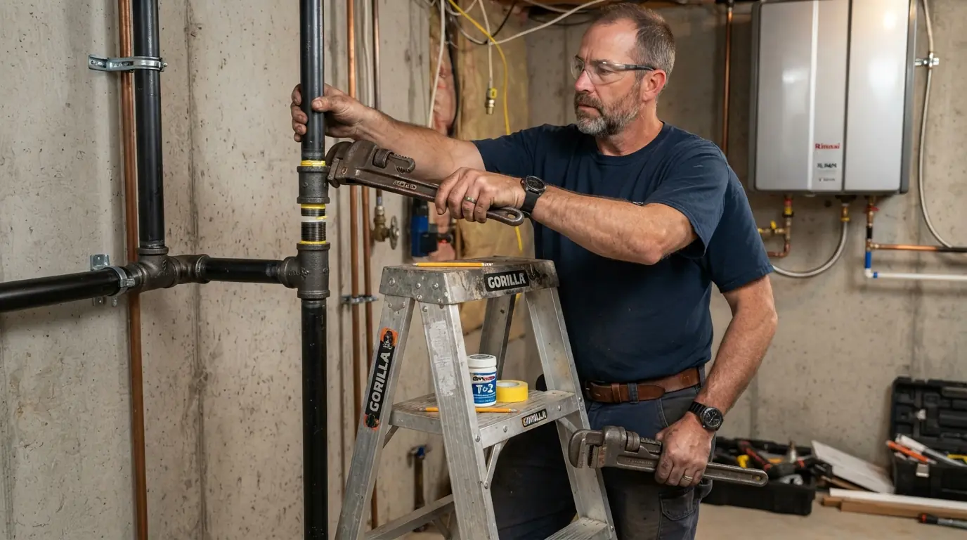 Gas line being upsized for a tankless water heater