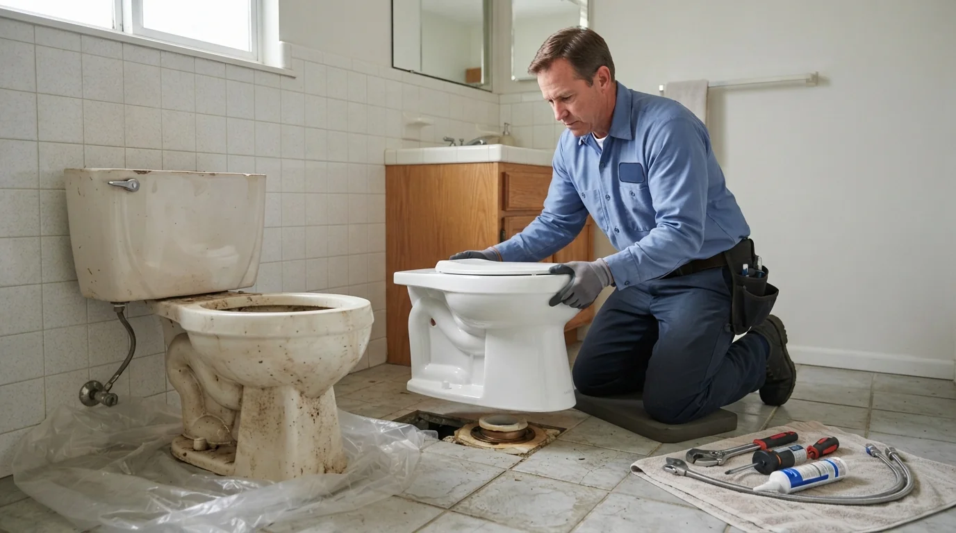 Old toilet replaced with a high-efficiency model in San Jose