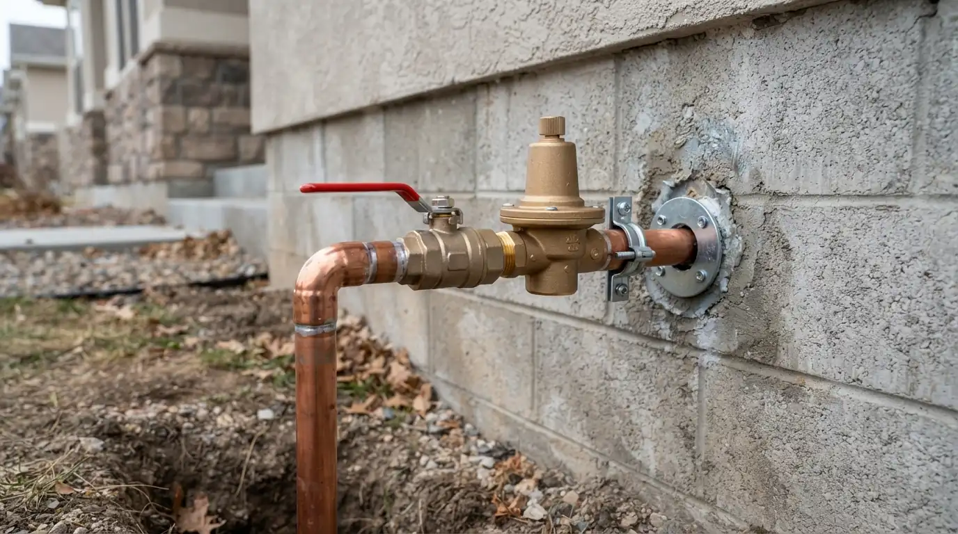 New shutoff and pressure regulator on a replaced water main
