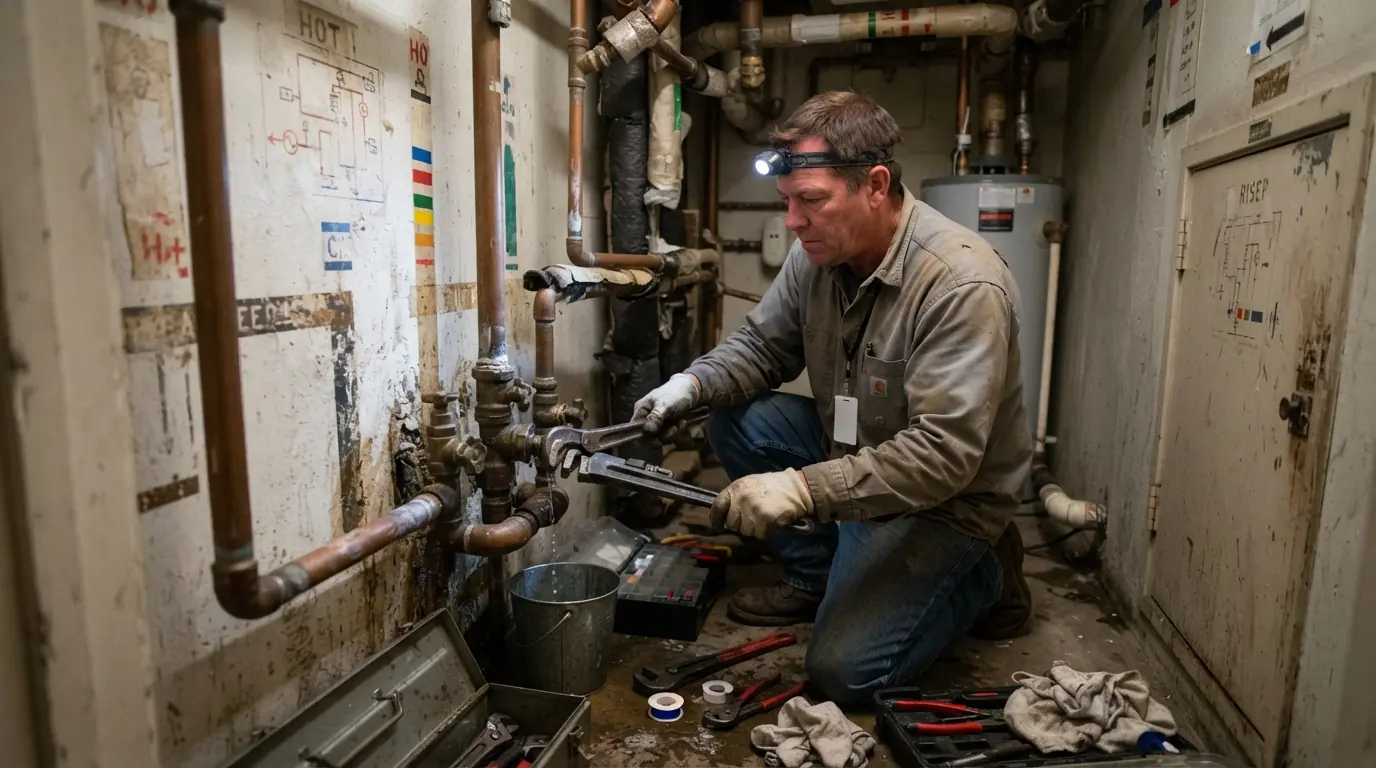 Riser shutoff valve replacement in a San Jose apartment building