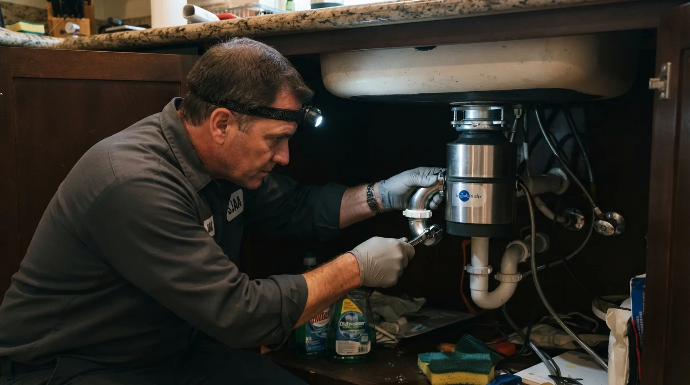 New garbage disposal being installed in a San Jose kitchen